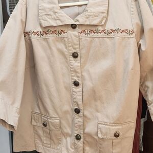 Breckenridge Women's Beige Utility Jacket with Floral Detail